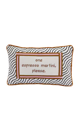 Furbish Studio Espresso Martini Needlepoint Pillow in Orange. | Revolve Clothing (Global)
