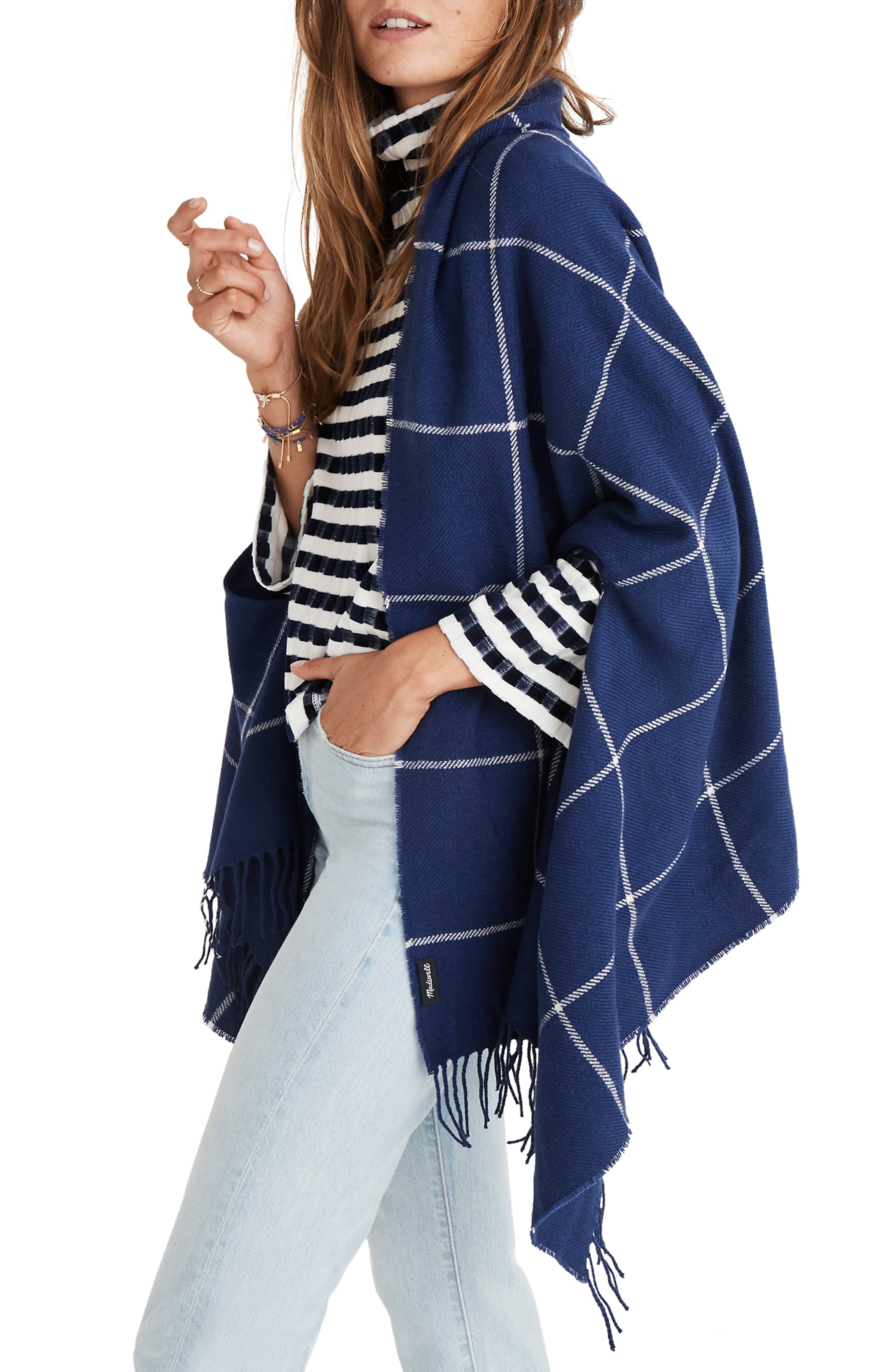 Madewell Windowpane Cape Scarf | Nordstrom