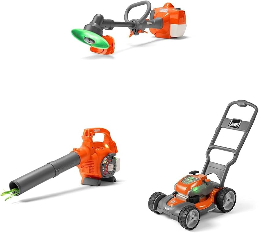 Husqvarna 585729102 223L Toy Trimmer, Gray & 589746401 Leaf Toy Plastic Blower, Grey/Orange & 589... | Amazon (US)