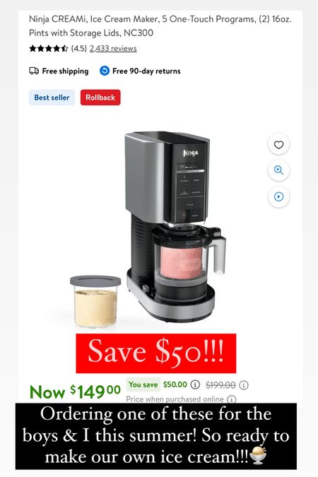 Ninja creami on sale at Walmart!!! Save $50 right now!! Can’t wait to make our own ice cream 👏🏻

#LTKFamily #LTKHome #LTKSaleAlert