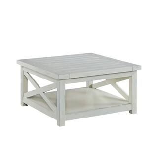 HOMESTYLES Seaside 36 in. White Medium Rectangle Wood Coffee Table with Shelf-5523-21 - The Home ... | The Home Depot
