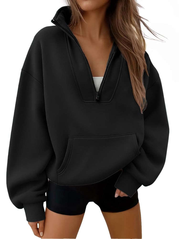 Trendy Queen Womens Sweatshirts Quarter Half Zip Pullover Fall Fashion Outfits 2025 Oversized Hoo... | Amazon (US)