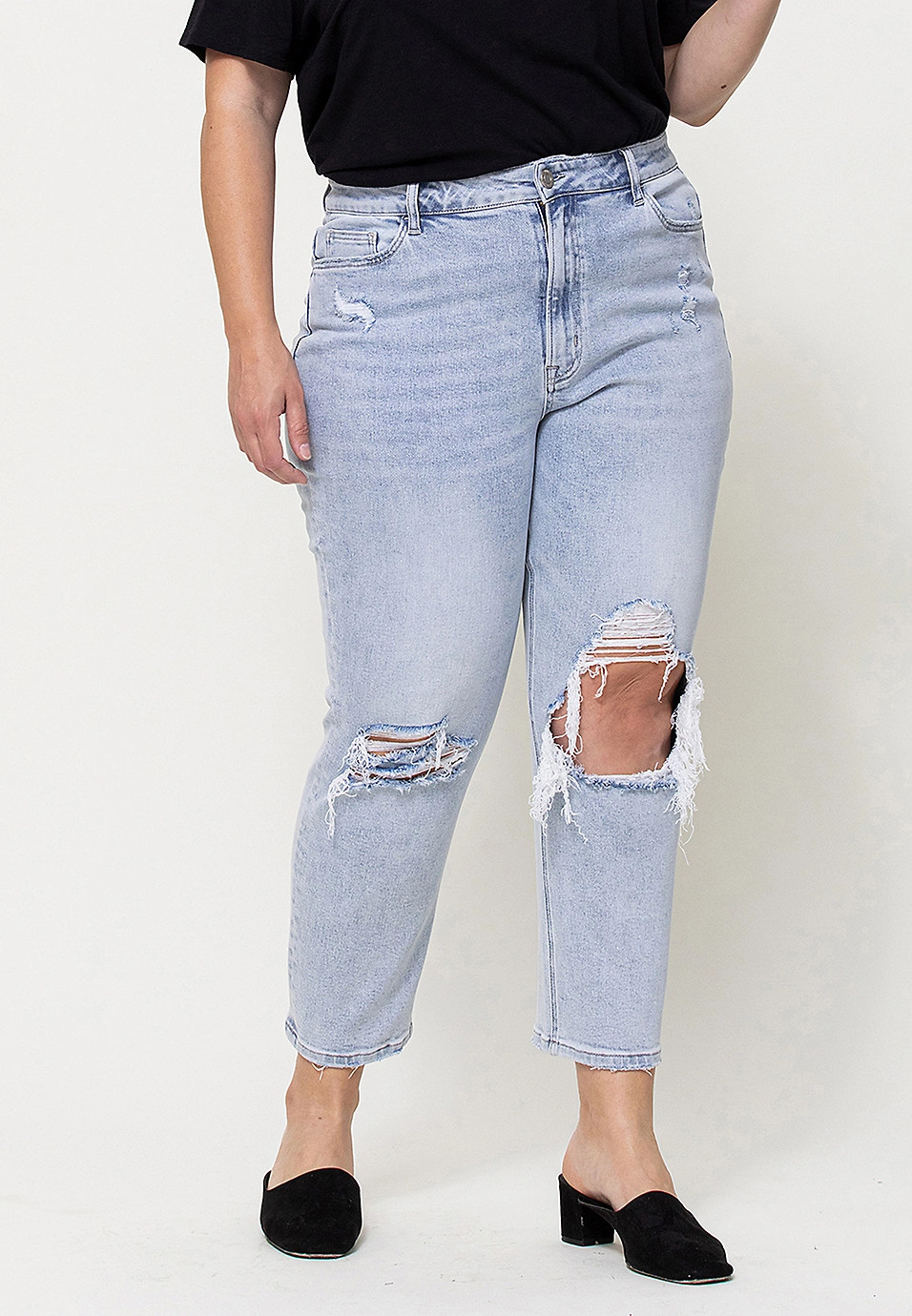 Plus Size VERVET™ Ripped High Rise Mom Jean | Maurices