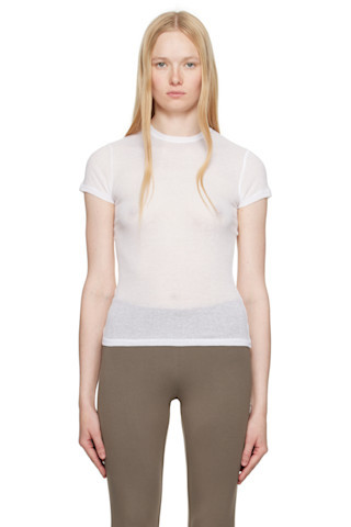 SKIMS - White Sheer Cotton T-shirt | SSENSE