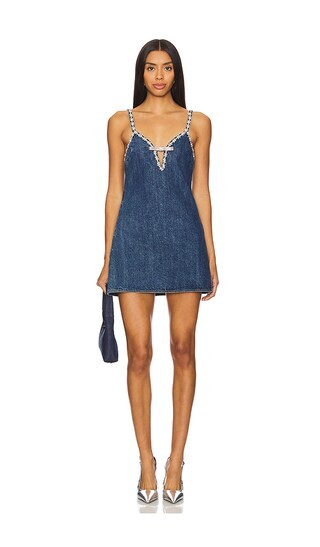 Denim Strappy Mini Dress in Blue | Revolve Clothing (Global)