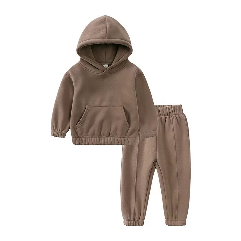 Toddler Outfits For Girls Boys Winter Long Sleeve Solid Shirt Hoodies Tops And Pants Child Kids 2... | Walmart (US)