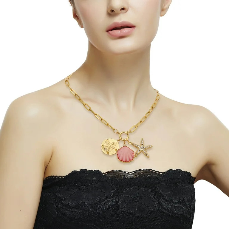 Time and Tru Women's Gold-Tone Interchangeable Beach Theme Charms Necklace. - Walmart.com | Walmart (US)