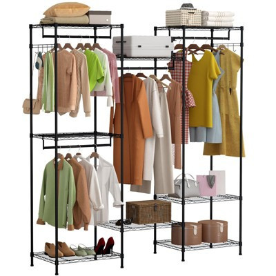 Clothes Rack, Freestanding Clothing Rack for Hanging Clothes, Portable Closet Adjustable Garment Rack with 4 Hanging Rails & 8 Hooks | Target