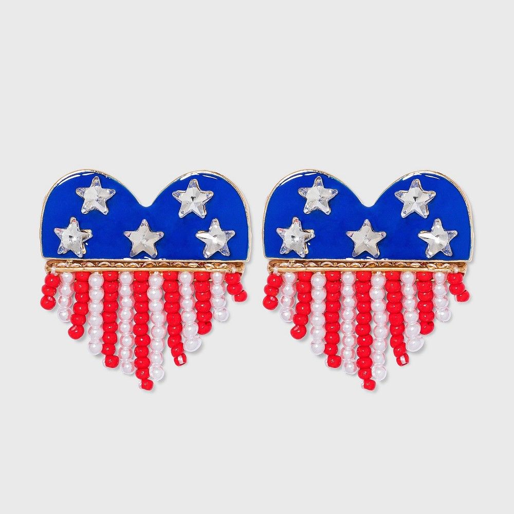 SUGARFIX by BaubleBar Star Shaped Heart Stud Earrings - Red/White/Blue | Target