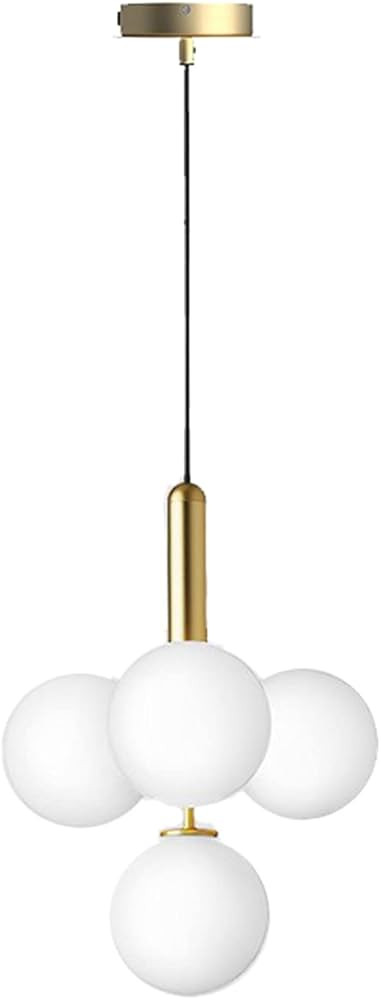 MZSUS 4-Light White Glass Globe Chandelier Pendant Lighting Fixtures, Brass Gold Base with White ... | Amazon (CA)