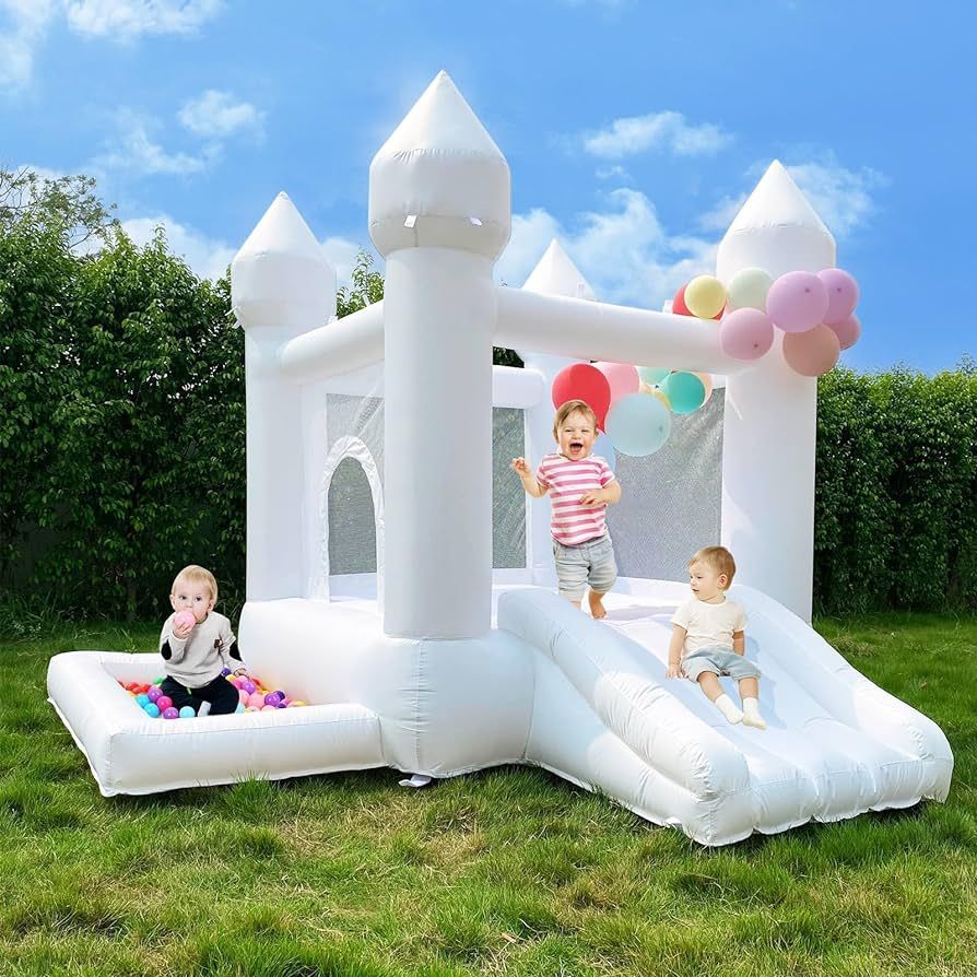 White Bounce House, iLink-outer Bounce Castle for Toddler with Ball Pit & Slide UL Blower, Easy t... | Amazon (US)