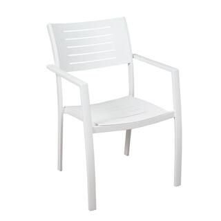Jordan White Stackable Aluminum Outdoor Dining Chair (4-Pack) | The Home Depot