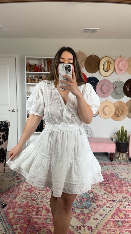 Lovestruck White Eyelet Ruffle Tier Mini Dress - wearing large but could have fit in the medium as well

Spring outfit, midsize outfit, spring dress, midsize dress, date night outfits, date night dress, resort wear, easter dress, easter outfit, bachelorette party dress, bride to be dress, vacation outfits, vacation dress, lace dress, eyelet dress, Zimmerman dress, loveshackfancy dress, puff sleeve dress, ruffle tier skirt

#LTKmidsize #LTKSeasonal #LTKfindsunder100
