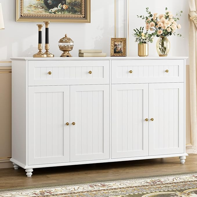 finetones Buffet Cabinet with Storage, 55.1” Large Sideboard Buffet Cabinet, White Kitchen Cabi... | Amazon (US)