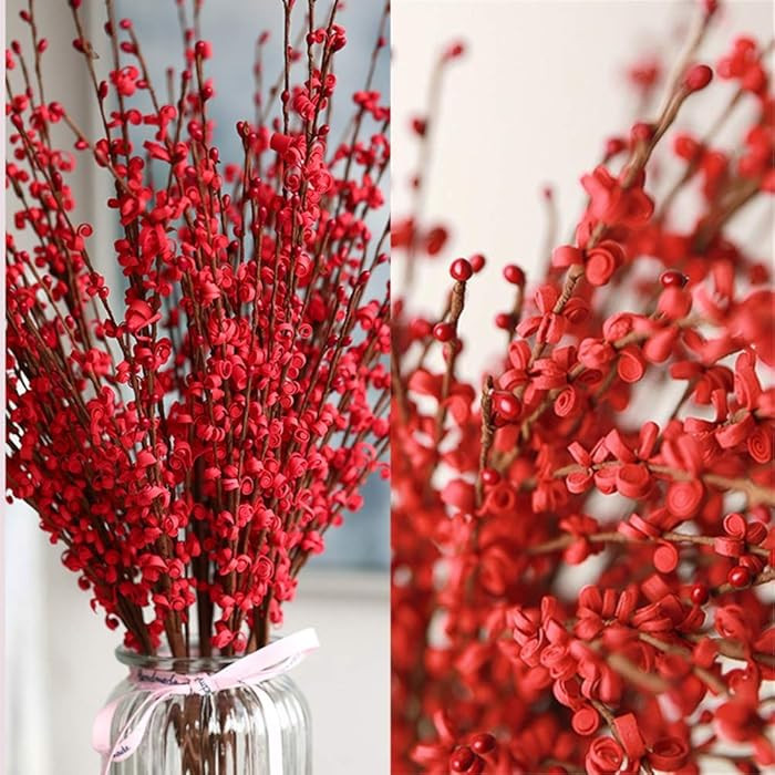 5 Pcs Jasmine Flowers Artificial Red Flowers 29.5" Long Stems Patriotic Picks with Mini Red Berry... | Amazon (CA)