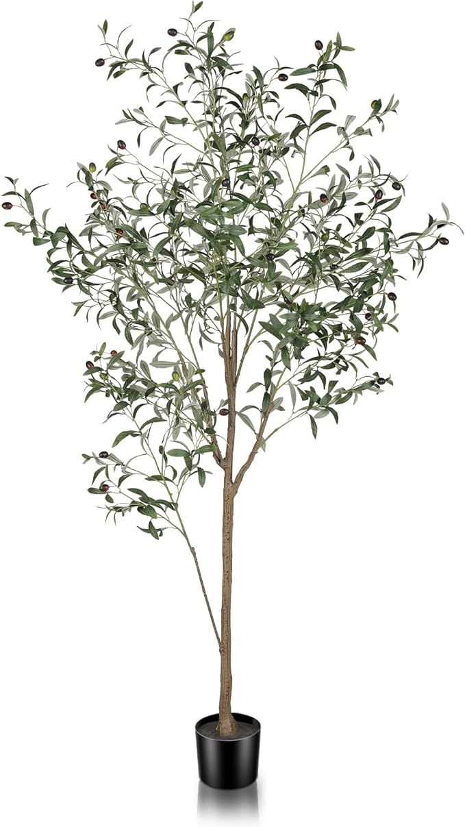 Faux Olive Tree 6ft - Artificial Olive Trees Indoor with Natural Wood Trunk and Realistic Leaves ... | Amazon (US)