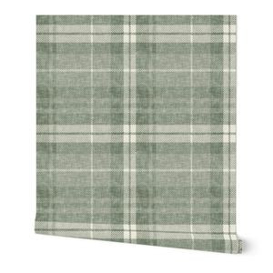 fall plaid - fall plaid in sage - LAD21 Wallpaper bylittlearrowdecor | Spoonflower