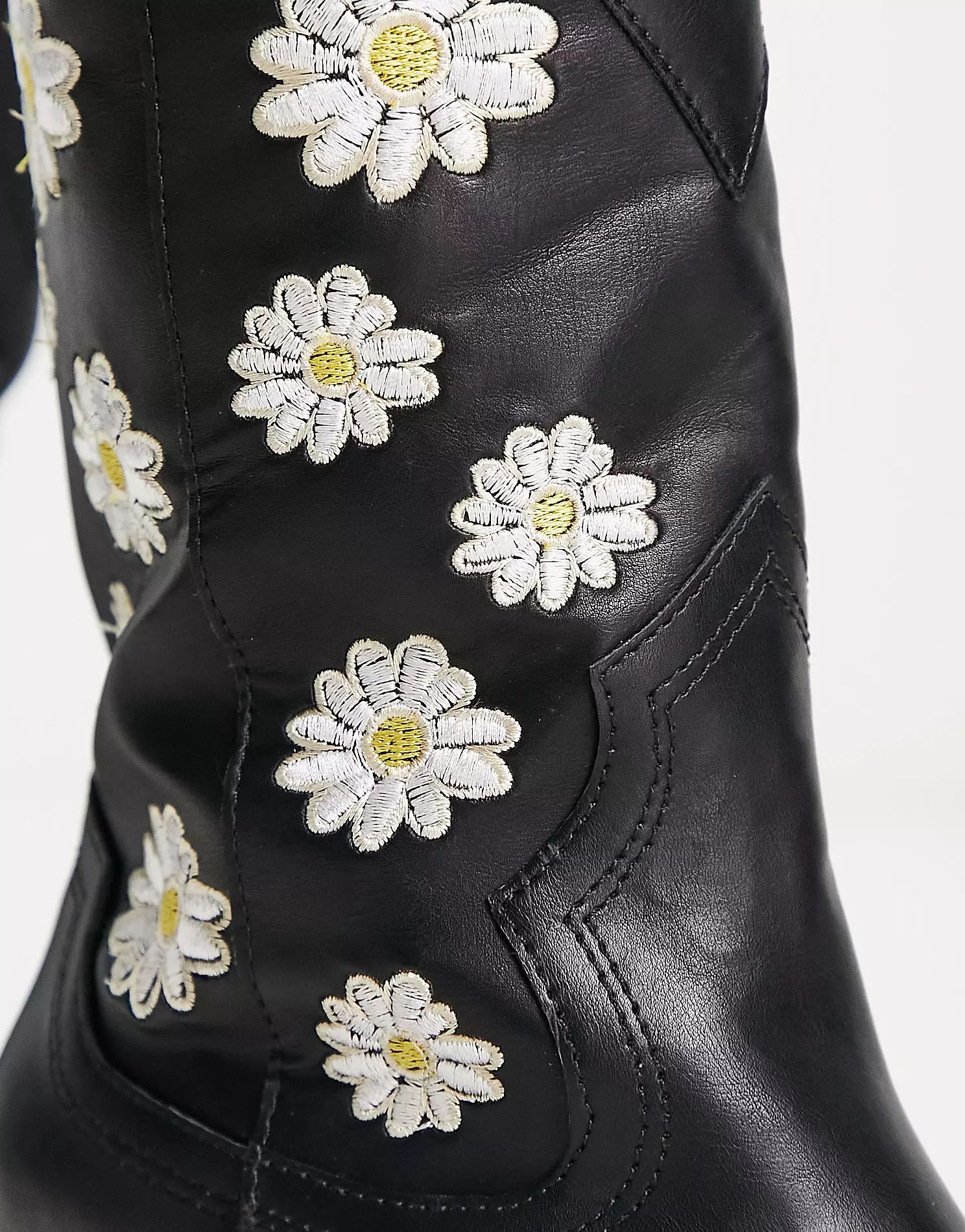 Daisy Street cowboy boots in black daisy | ASOS (Global)