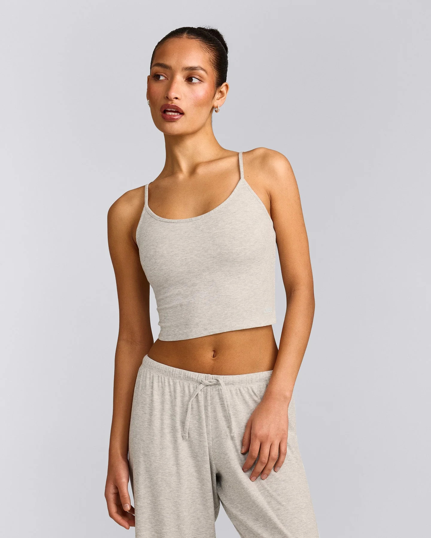 Oner At Home Night Strappy Mid Tank Top 
 Oat Marl | Oner Active (UK / US)