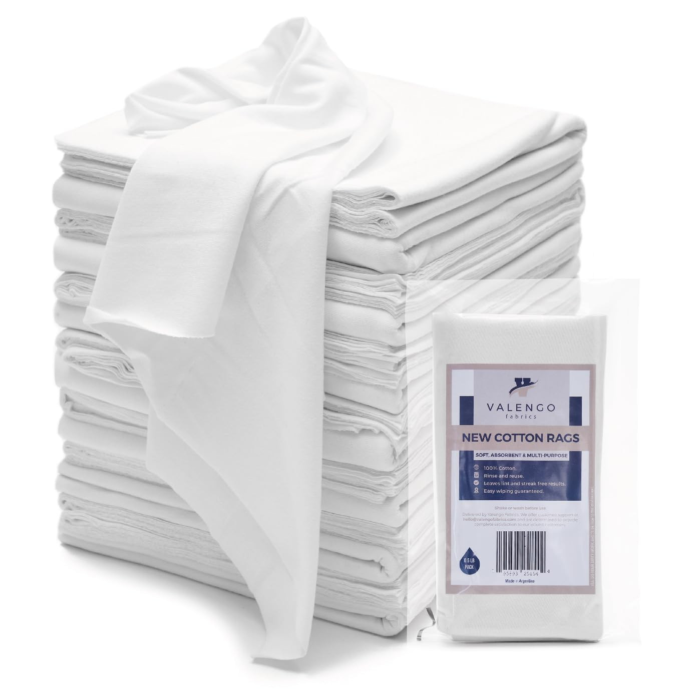 VALENGO Lint Free 100% Cotton New Rags for Dust Cleaning, Soft Tshirt Rags for Cast Iron, Stainin... | Amazon (US)