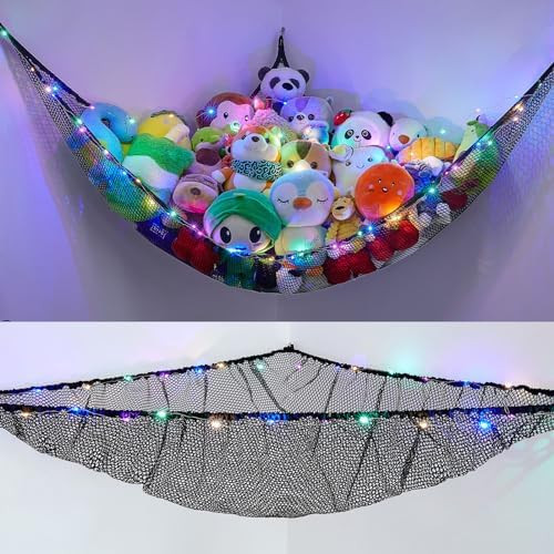 Stuffed Animals Net or Hammock Kids Toy Storage Organizer with LED Light Unicorn Castle Hanging C... | Amazon (US)