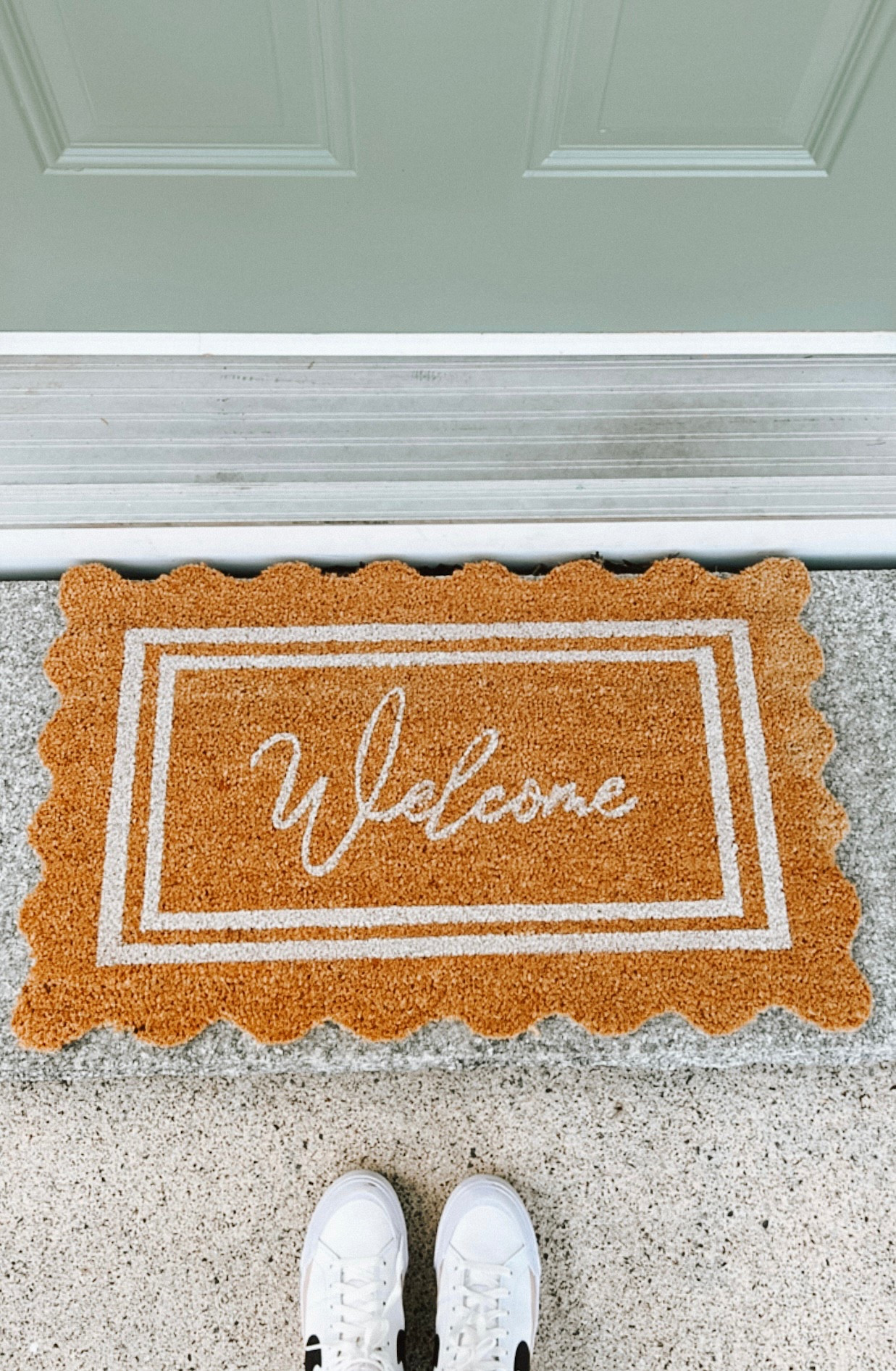 The absolute CUTEST scalloped doormat for only $10!!!

Also comes in a larger size :)



front door, front porch, front steps, curb appeal, doormat, exterior door

#LTKHome #LTKSaleAlert #LTKFamily