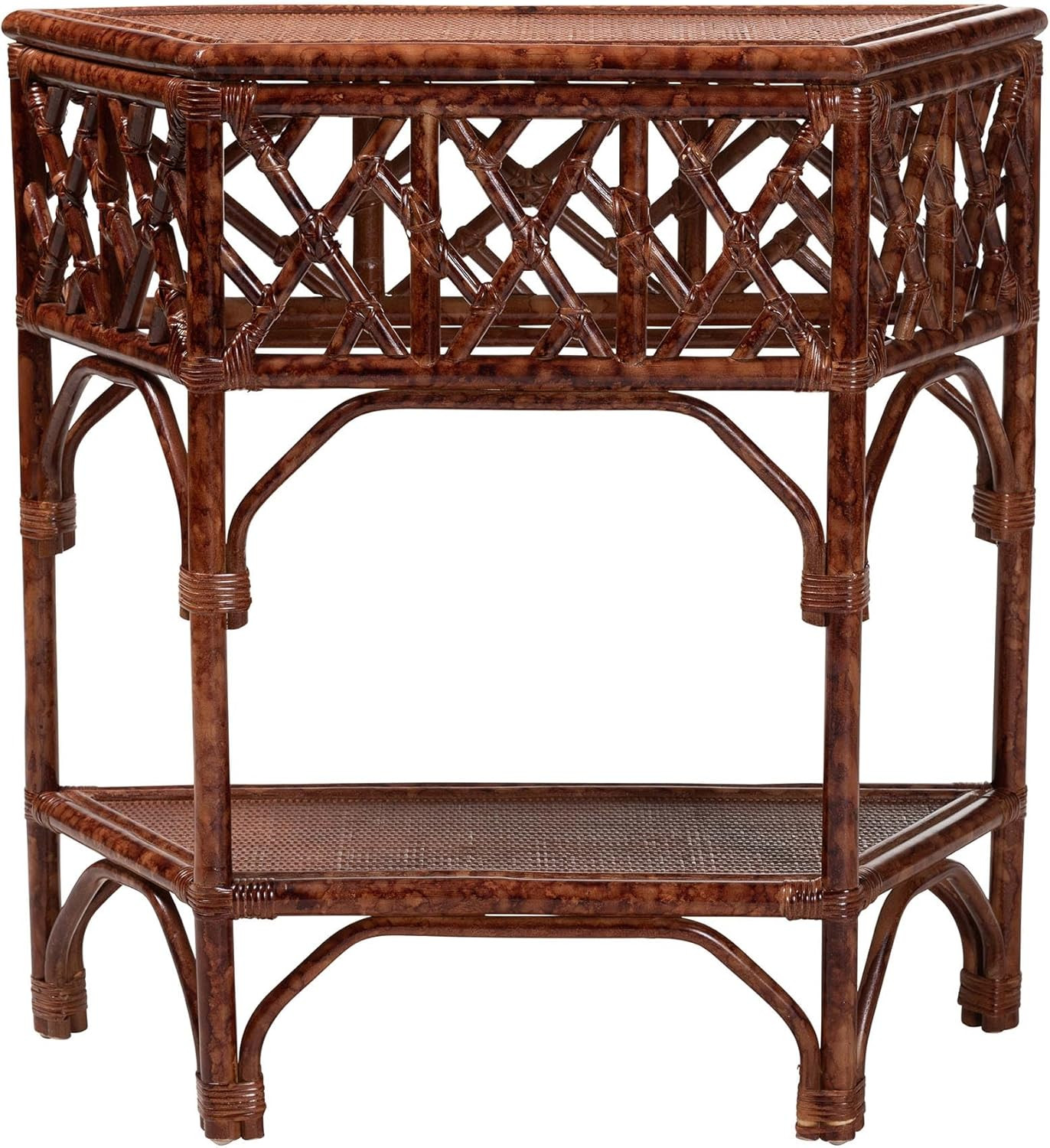 Bali & pari Gaspar Marbled Tortoise Natural Rattan Console Table - Handcrafted Accent Table with ... | Amazon (US)