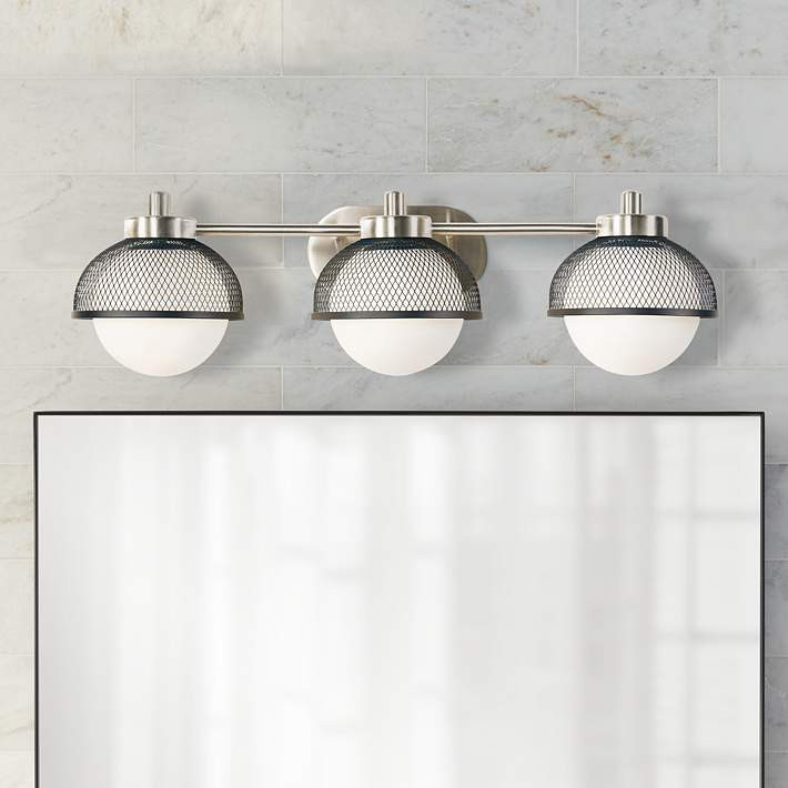 Varaluz Aris 28" Wide Brushed Nickel Bath Light - #703J0 | Lamps Plus | Lamps Plus