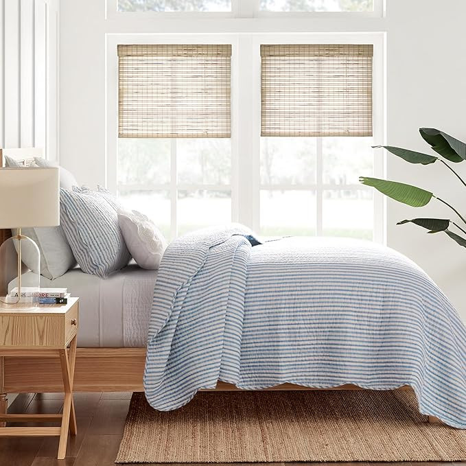 Levtex Home - Martha Stripe Quilt Set - King Quilt and Two King Shams - Stripe - Blue White - Qui... | Amazon (US)