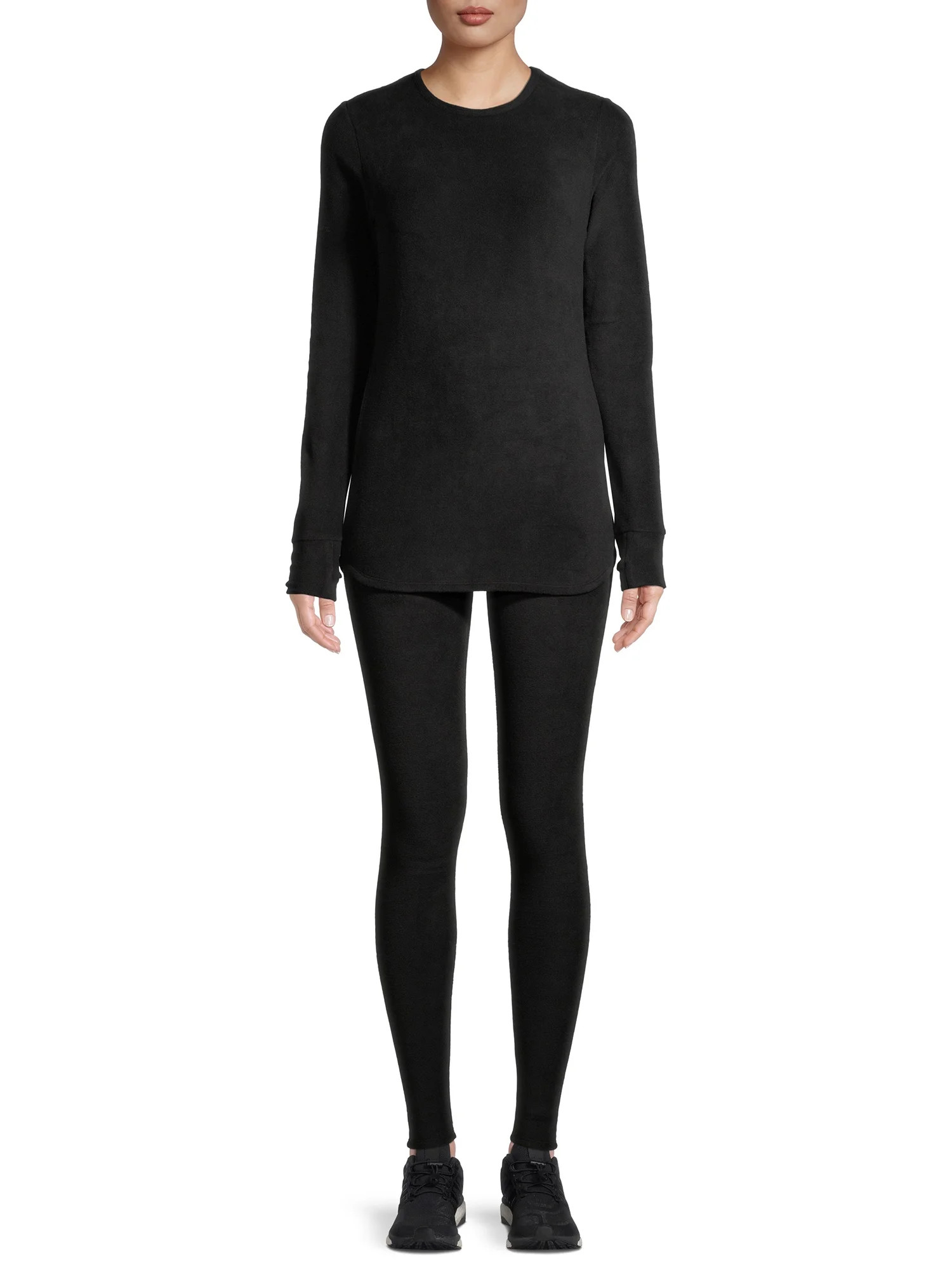 ClimateRight by Cuddl Duds Women's Stretch Fleece Long Sleeve Crew Neck Top & Legging Base Layer ... | Walmart (US)