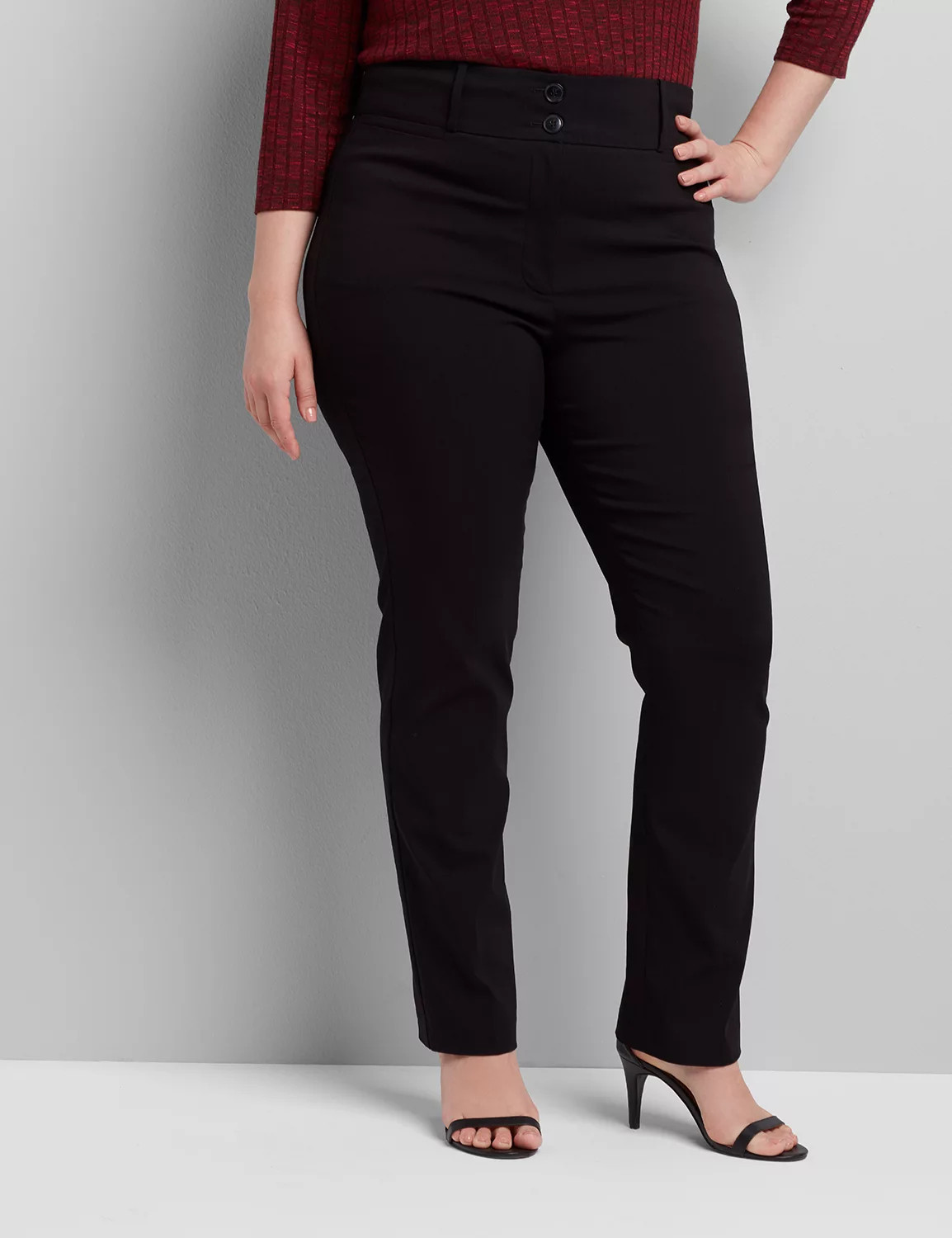 Lane Bryant Women's Tighter Tummy High-Rise Straight 4-Season Pant 26S Black | Lane Bryant (US)