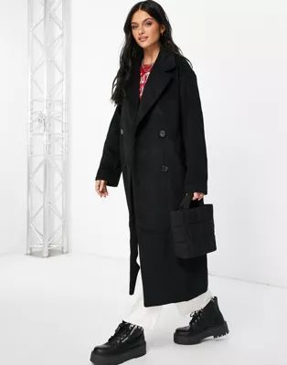 Monki oversized long coat in black | ASOS (Global)