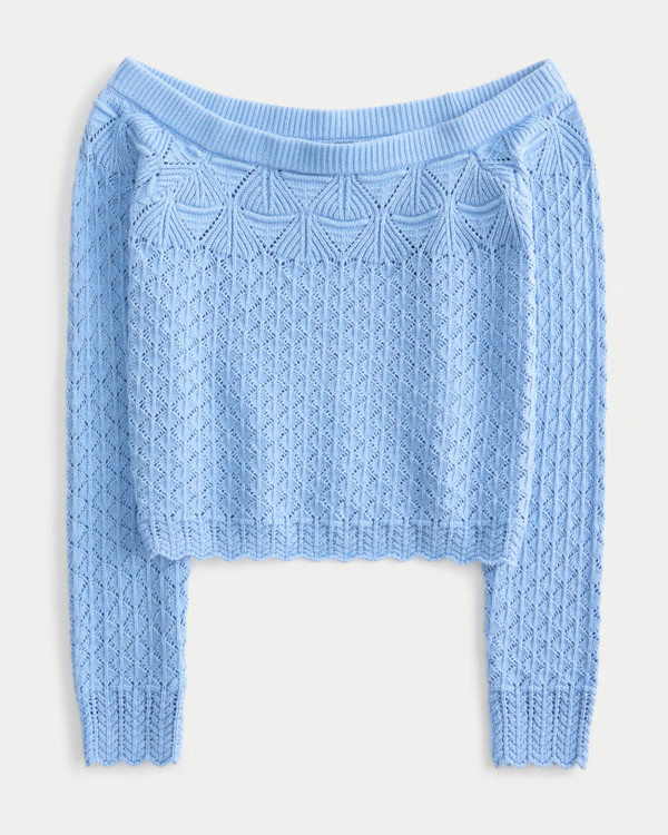 Women's Stitchy Crochet-Style Off-the-Shoulder Sweater | Women's New Arrivals | HollisterCo.com | Hollister (US)