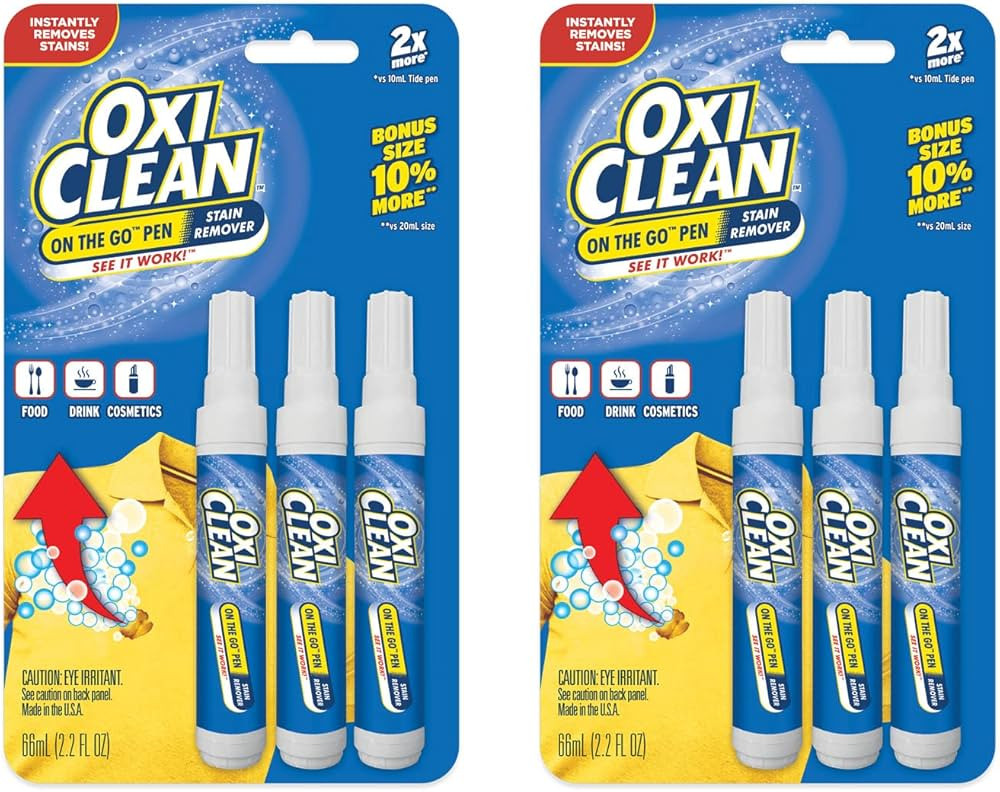 OxiClean On The Go Stain Remover Pen for Clothes and Fabric, to Go Instant Stain Removal Stick, 6... | Amazon (US)