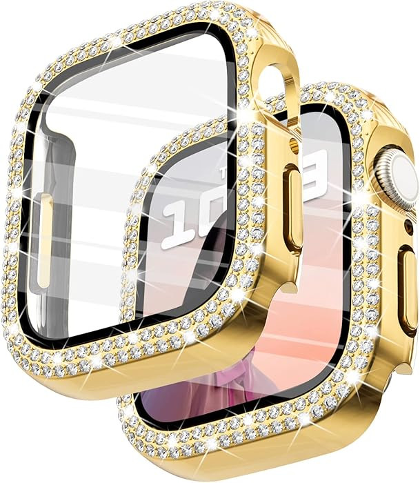 Surace Apple Watch 42mm Series 3/2/1 Case with Tempered Glass Screen Protector, Bling Diamond Ove... | Amazon (US)