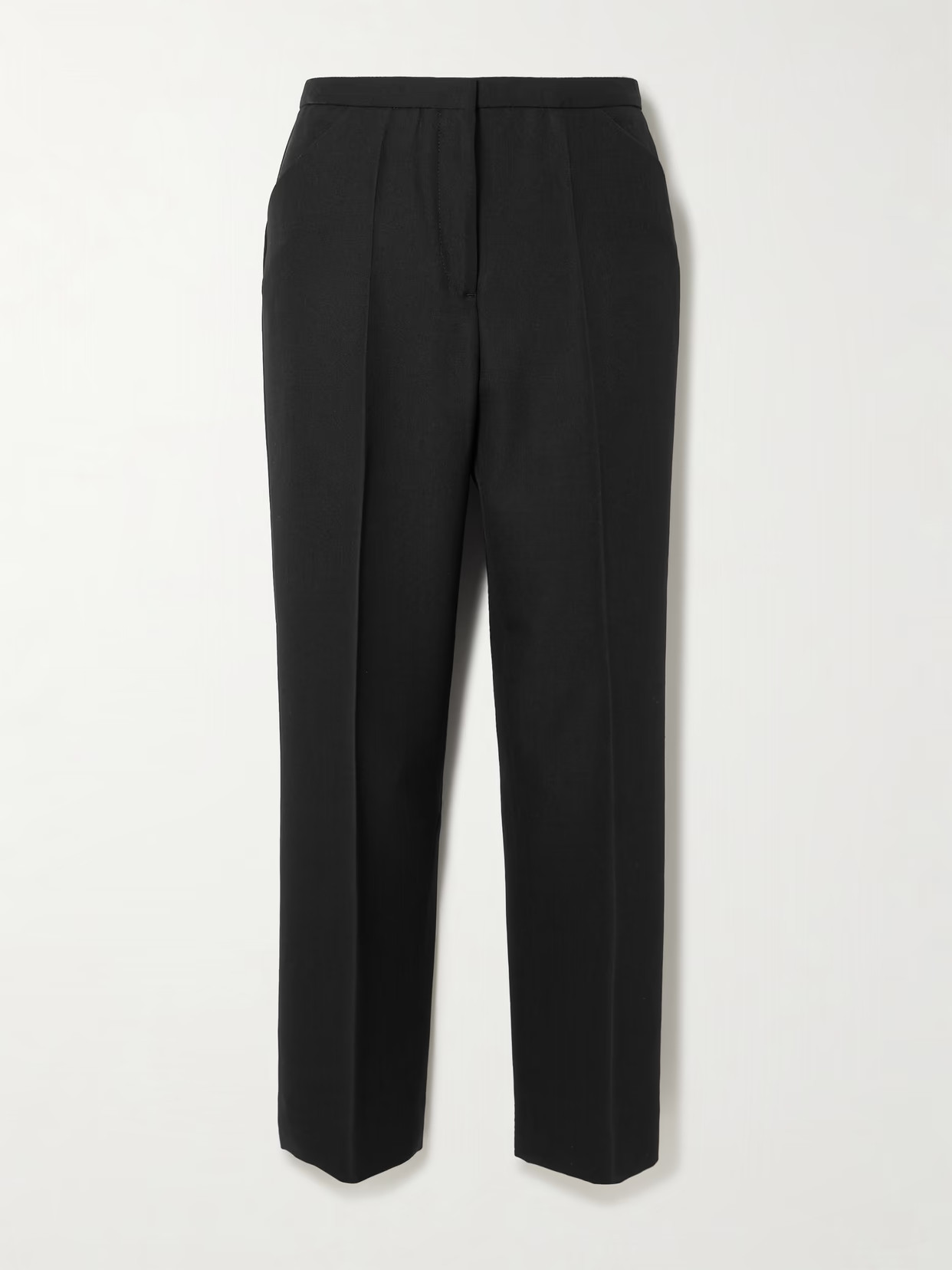 TOTEME - Cropped Pleated Grain De Poudre Straight-leg Pants - Black | NET-A-PORTER (UK & EU)