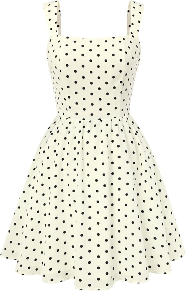 Belle Poque Vintage Polka Dot Dress for Women 2026 Summer Mini Dresses Square Neck A Line Sleevel... | Amazon (US)