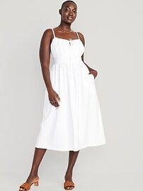 Fit & Flare Tie-Front Cami Midi Dress for Women | Old Navy (US)