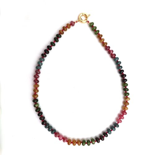 Gempires Multi Color Beaded Gemstone Necklace Handmade Statement Choker Jewelry Hypoallergenic 18 Inch Gold Plated Smooth Crystal Jewelry Gift for Women | Amazon (US)