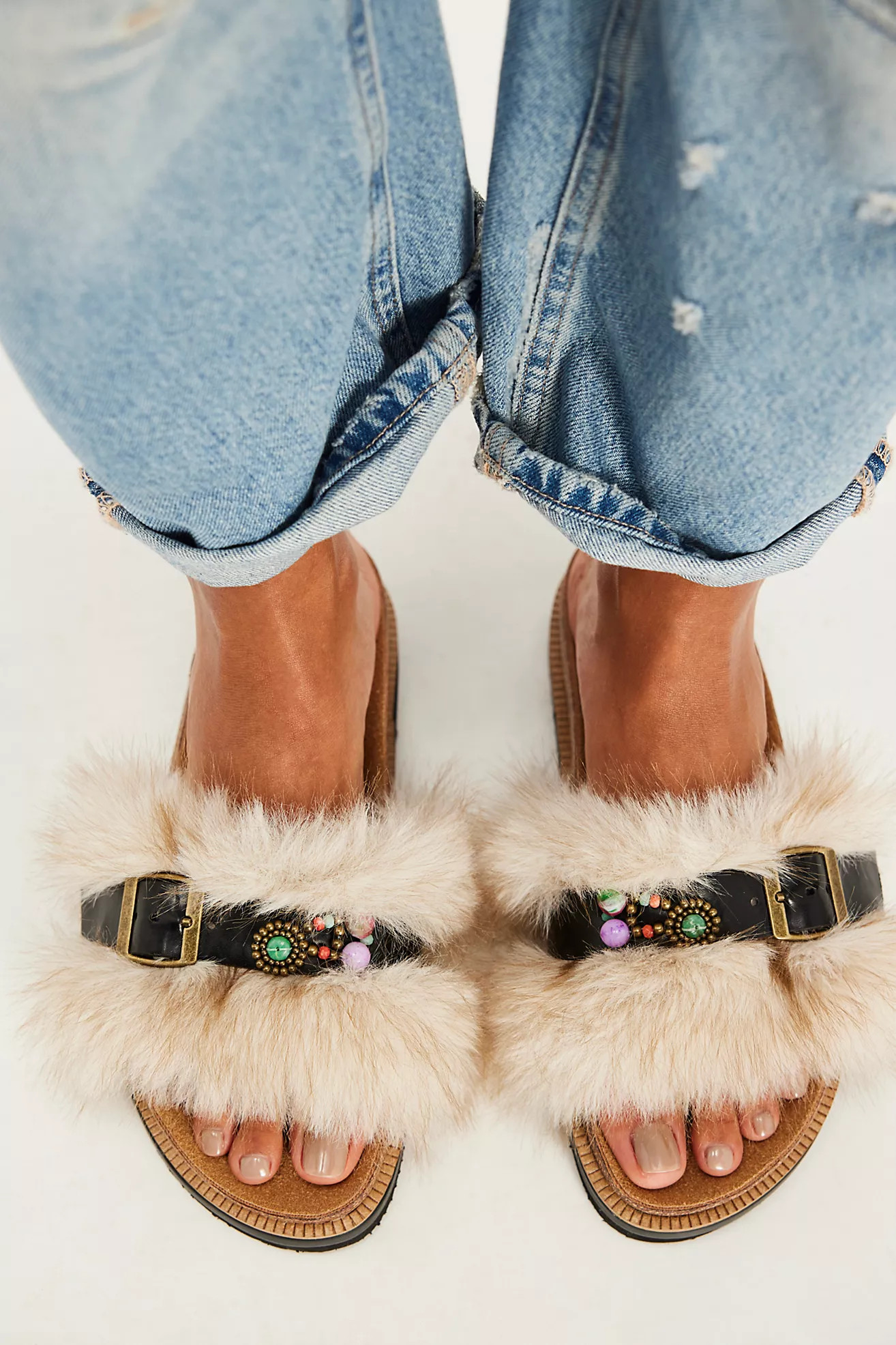 Frankie Faux Fur Slide Sandals | Free People (Global - UK&FR Excluded)