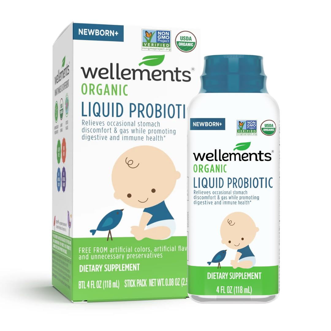 Wellements Certified USDA Organic Liquid Probiotic 4 Fl Oz, Gripe Water & Probiotics for Infant D... | Amazon (US)