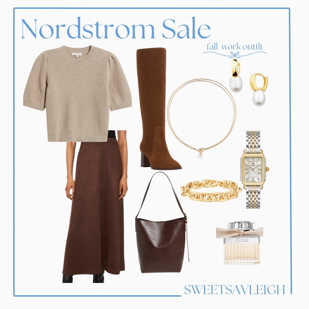 Nordstrom sale outfit idea! This is such a chic work outfit for fall. I am in love with this suede maxi skirt! 

#LTKFindsUnder100 #LTKSeasonal #LTKStyleTip