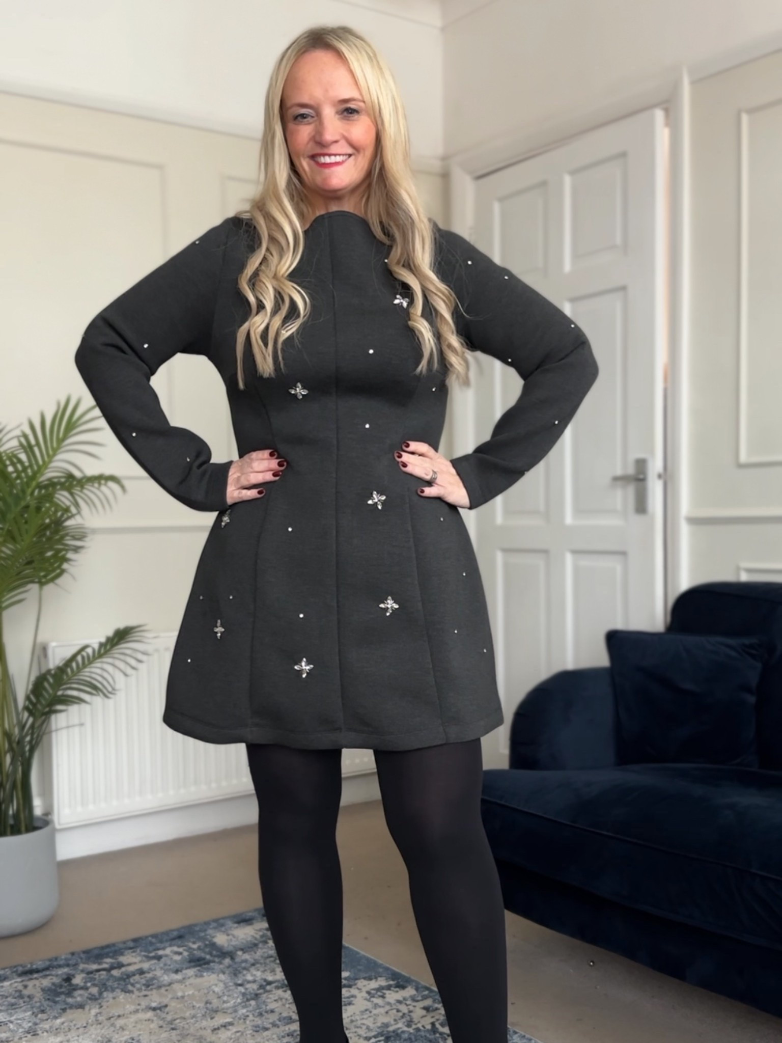 This gorgeous charcoal grey Rhinestone Embellished Scuba Dress totally caught my eye in store at @hm but annoyingly they didn’t have the size I needed (the medium was a bit too clingy on the tummy and the extra large was too big!). 
So naturally I stalked the website like a woman possessed until a large came back in stock and I’m so glad I did as I LOVE it! ✨
It’s fitted but stretchy, sparkly but comfy and basically perfect for Christmas Day when you want to look glam without sacrificing your ability to eat!
Let me know what you think! Would you wear this for Christmas Day or a festive night out?

#LTKdatenight #LTKpartywear #LTKfestive