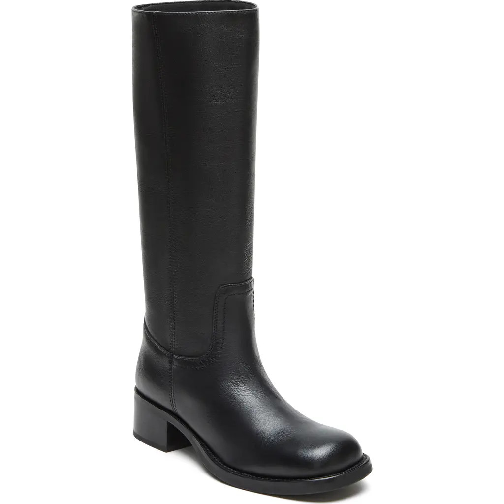 Steve Madden Riggs Knee High Boot in Black Leather at Nordstrom, Size 7.5 | Nordstrom