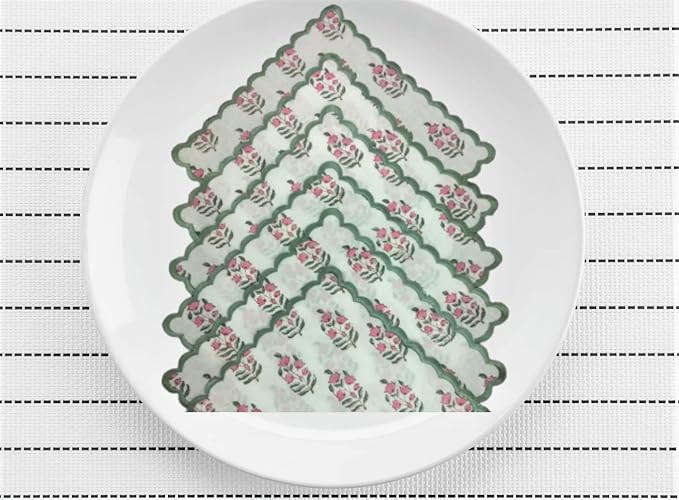 Ridhi Pink and White 100% Pure Cotton Farmhouse Wedding Cloth Napkins for Halloween, Thanksgiving... | Amazon (US)