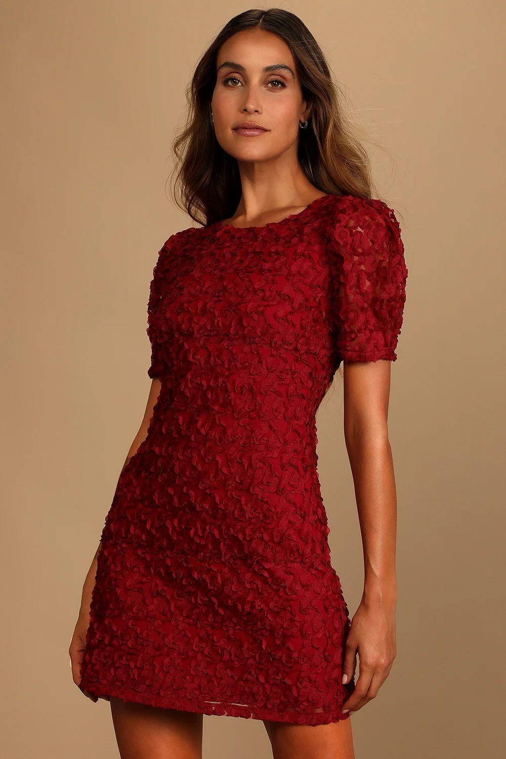 Always For You Wine Red Puff Sleeve Mini Dress | Lulus (US)