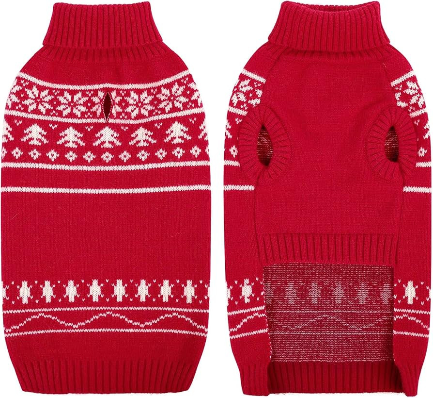 SAWMONG Cable Knit Dog Christmas Sweater, Turtleneck Dog Christmas Outfit, Christmas Pet Sweater,... | Amazon (US)