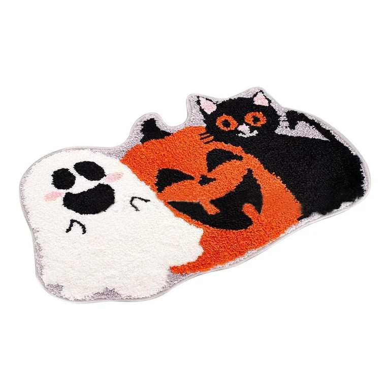 Fall Bathroom Rug Cute Pumpkin Shape Bath Mat Autumn Orange Non Slip Shower Rugs Foot Mat Front D... | Walmart (US)