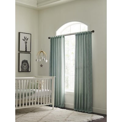 allen + roth  84-in Green Linen Room Darkening Interlined Back Tab Single Curtain Panel | Lowe's