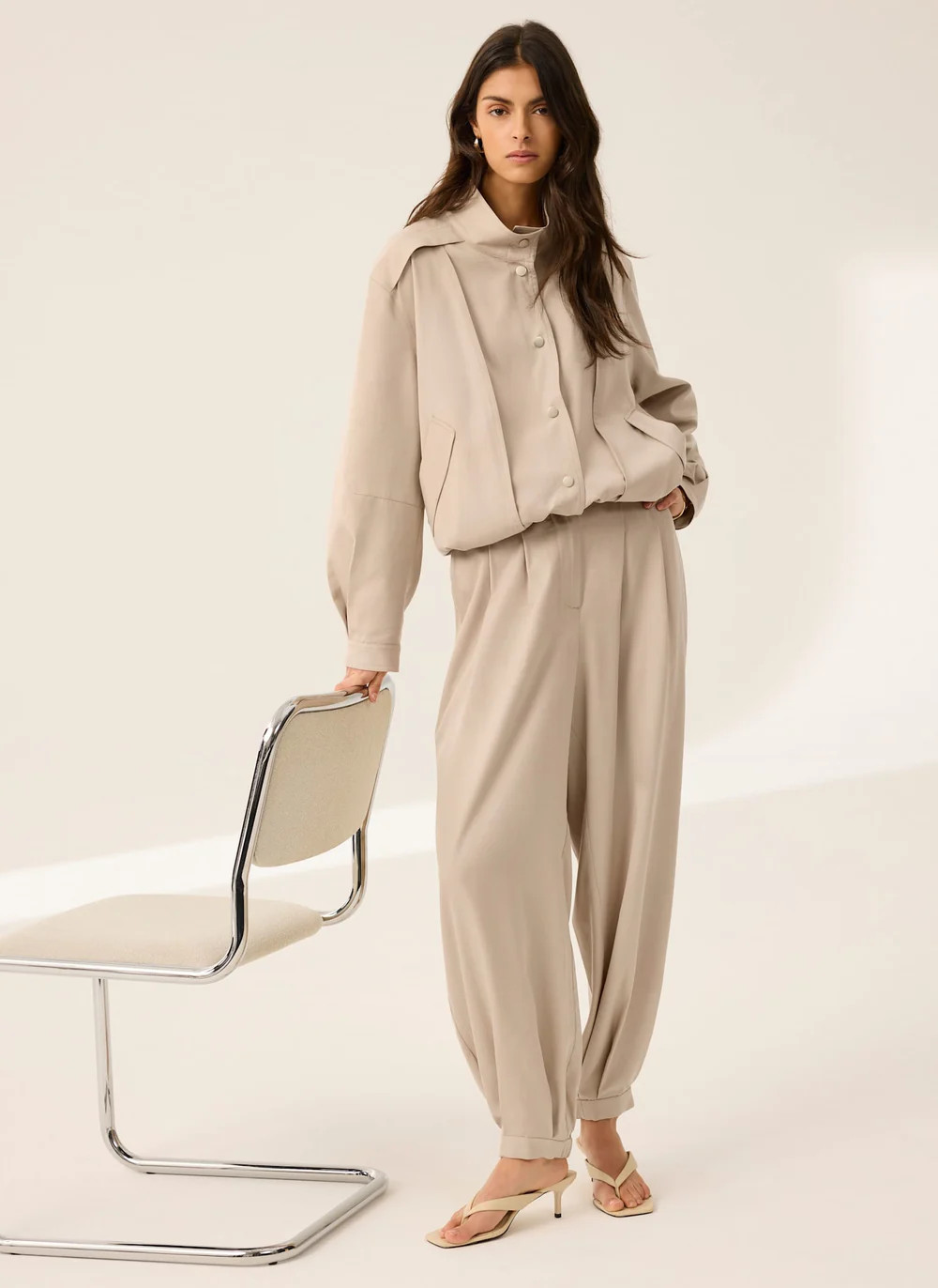 Neutral Bomber Jacket | Mint Velvet